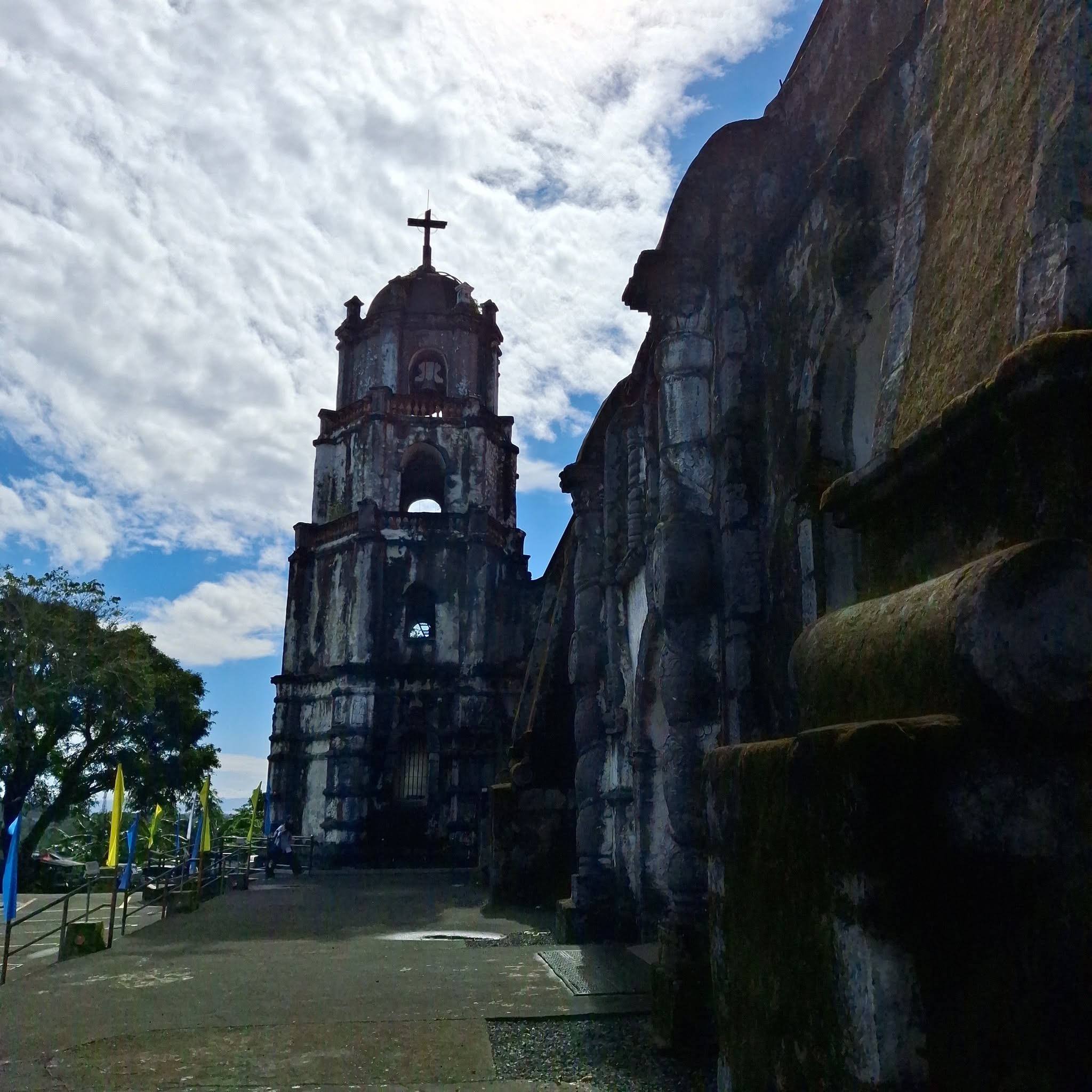 Close up of Daraga Church volcanic stone carvings