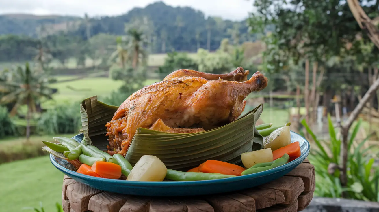 A Balinese meal featuring Bebek Betutu