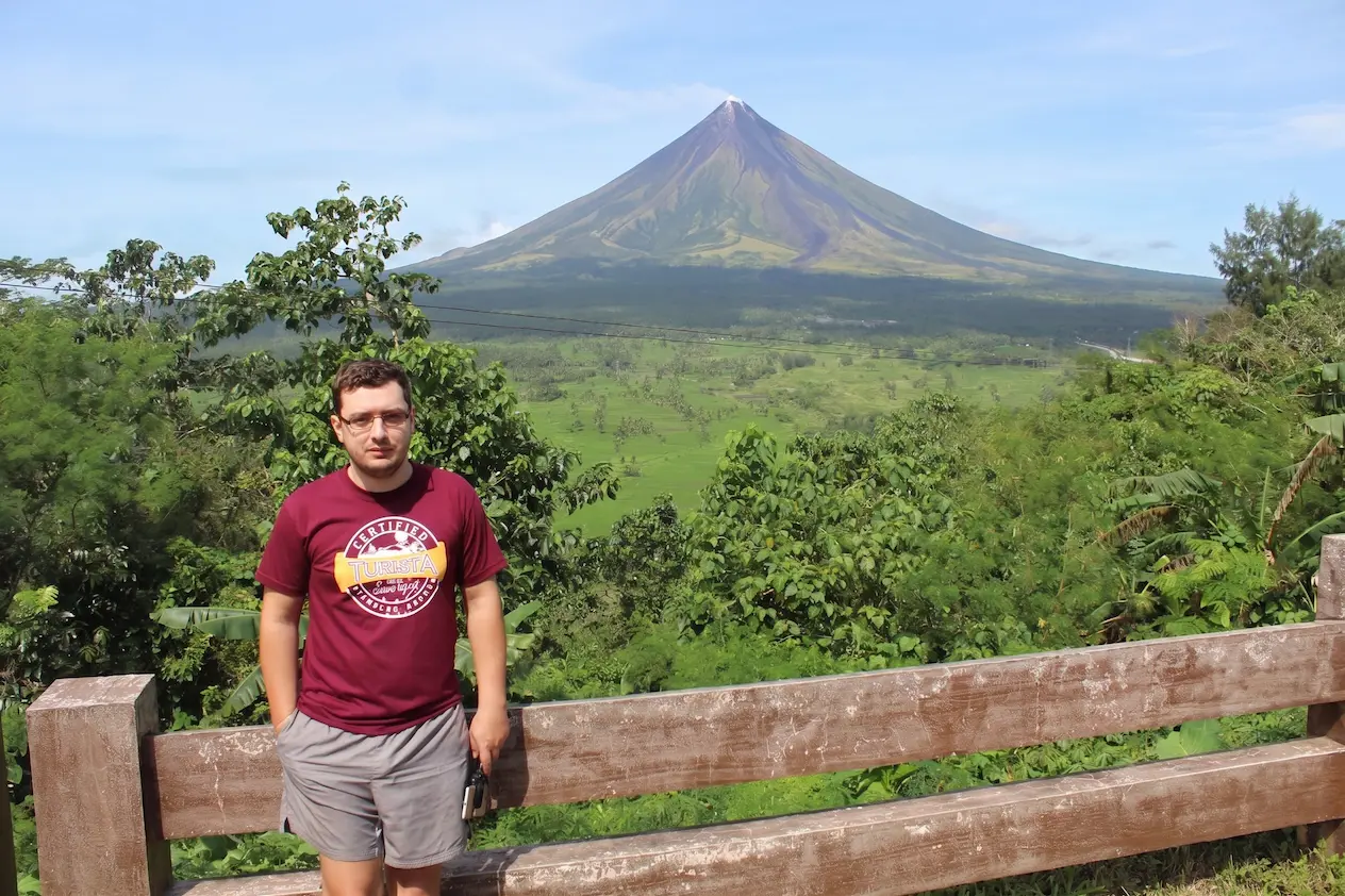 Wide view of Mount Mayon towering over Legazpi City from Ligñon Hill