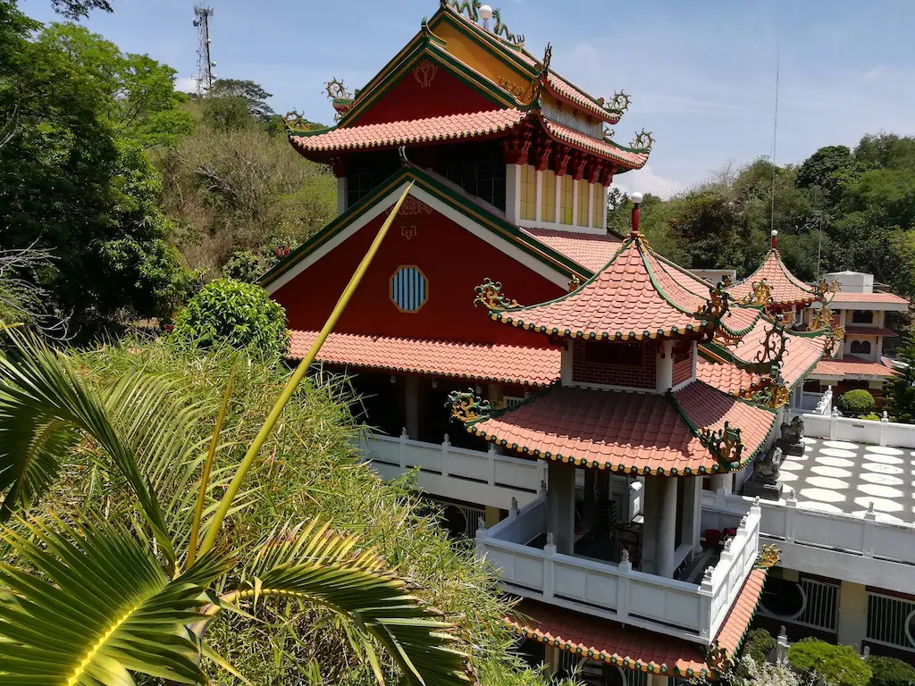 Colorful pagoda-style structure of Ma-Cho Temple