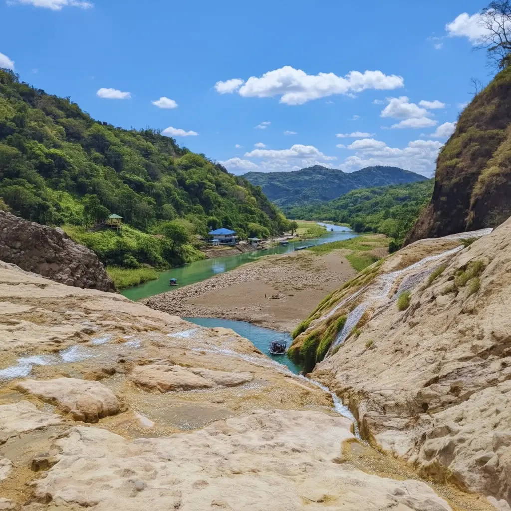 The natural foot-shaped pool at the top of Pinsal Falls known as Angalo's footprint