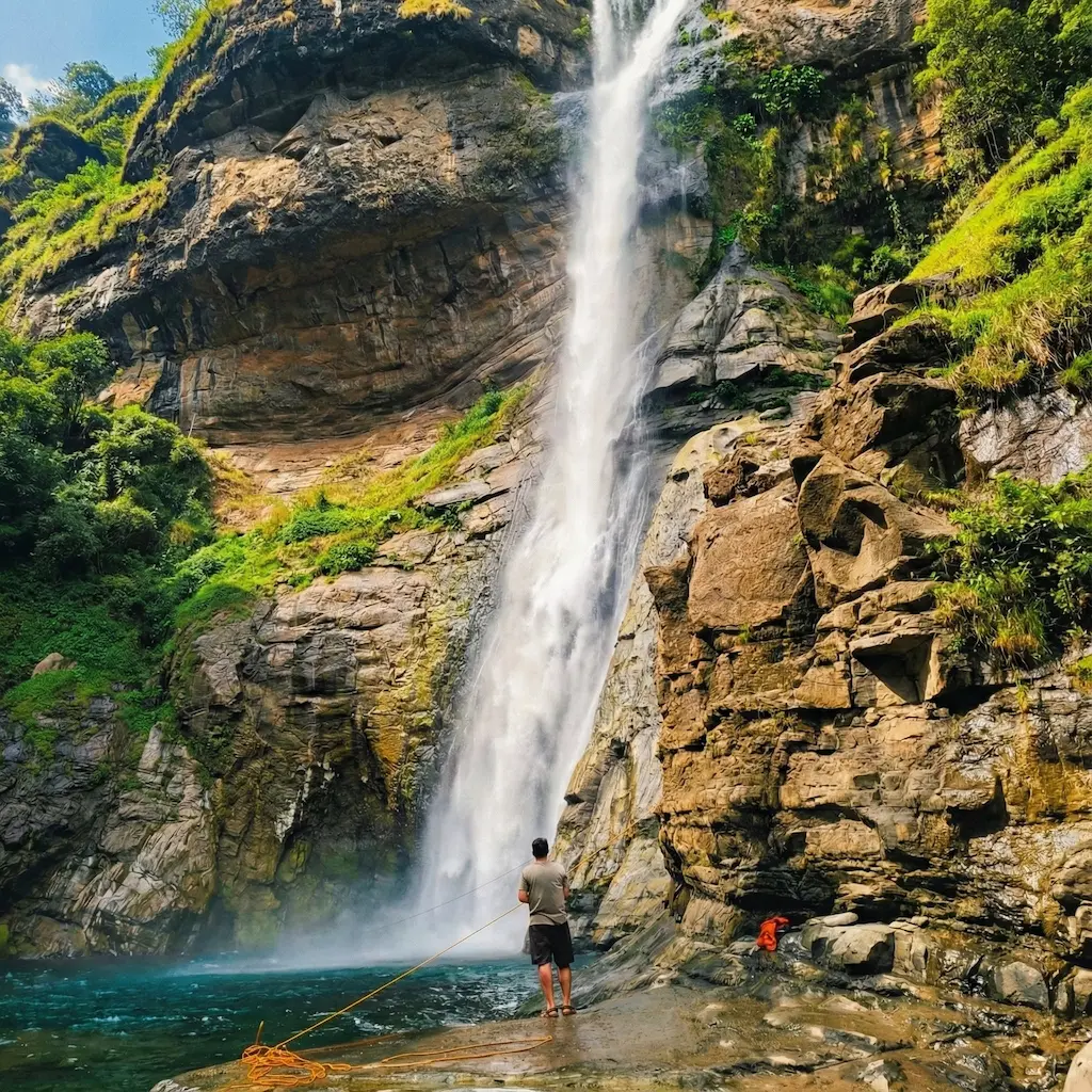 The towering 142-foot cascade of Aw-asen Falls in Sigay